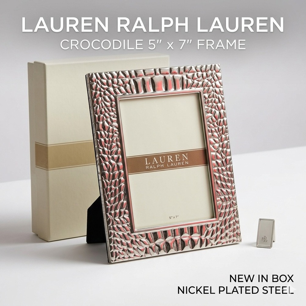 Lauren Ralph Lauren Crocodile 5x7 Nickel Plated Steel Picture‎ Frame NIB